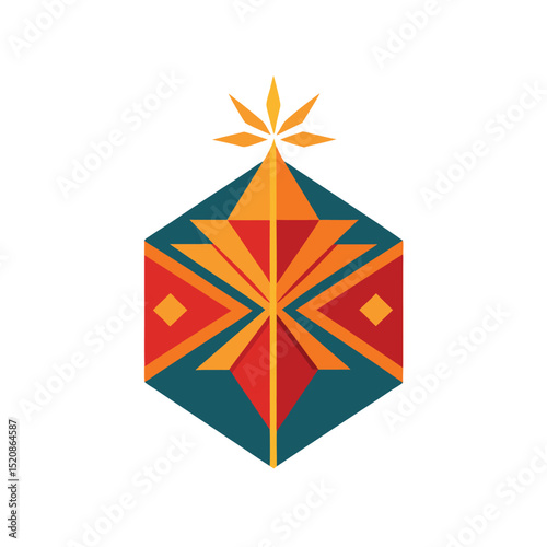 Geometric hexagon design festive celebration burst