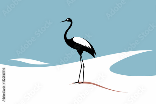 Blue heron on a beach, a majestic wildlife bird in nature with a long beak and elegant feathers