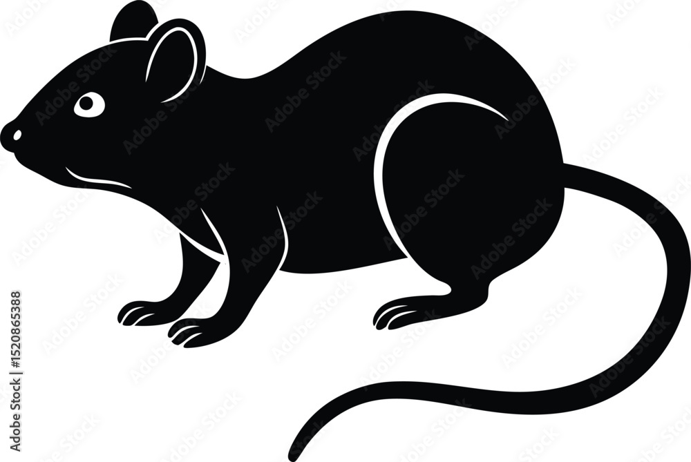 Obraz premium vector illustration of a black rat