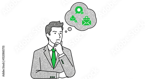 Businessman Contemplating Communication Strategies Email, Messaging, and More