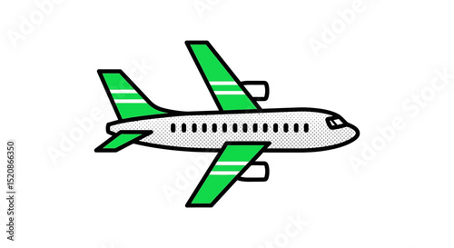 Green Airplane Illustration Simple and Clean Vector Graphic Design