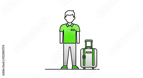 Travel Agent, Tourist, Luggage, Airport, Vacation Illustration
