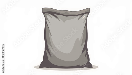 Minimalistic cement bag illustration on white background, commercial appeal