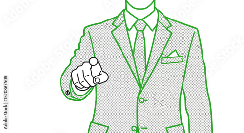 Businessman Pointing Finger Leadership, Decision Making, and Success Concept Illustration