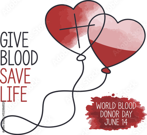 Posters with soft pink and red tones on balloons focusing life saving blood donor positive messaging