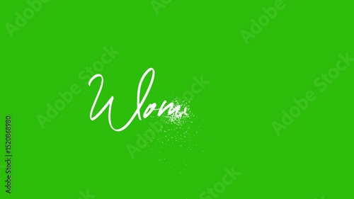  Women's Day Text Animation with dust sprinkle particle  effect  on green screen . Animated Women's Day Handwritten , 4K Footage video.