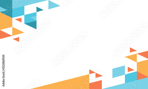 Modern geometric background with colorful orange, blue, and red triangles on a white backdrop. Perfect for presentation templates, banners, flyers, or digital media with a clean abstract design.