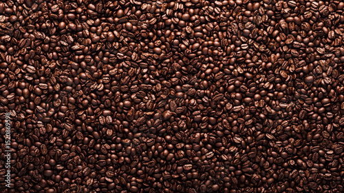 Close up view of heap of millions of small aromatic roasted coffee beans swirling around with steam
