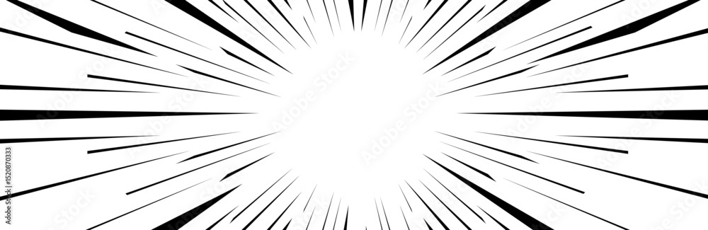Obraz premium Comic book explosion effect with dynamic lines and action impact burst. Flat vector illustration isolated on white background.