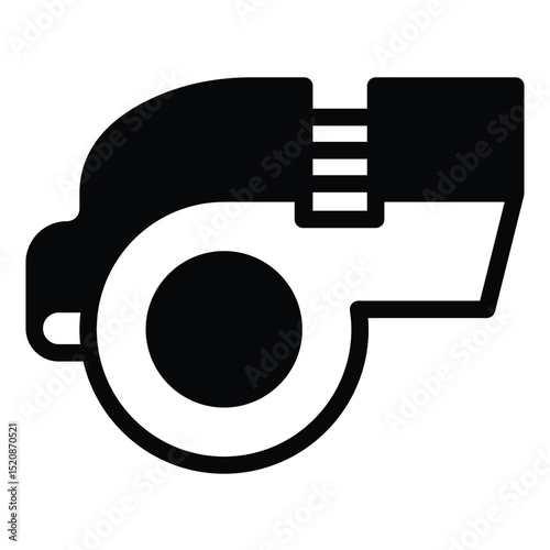 Whistle solid icon, sport concept. Vector graphics. Referee whistle tool, judgement sign on white background, style mobile or design.