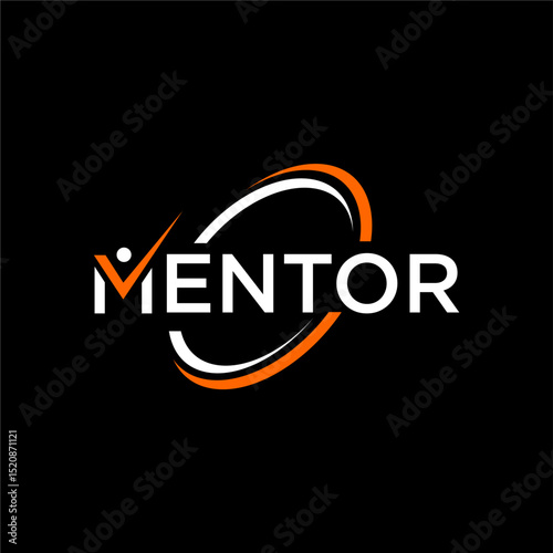 word mentor with checkmark, illustration vector logo design