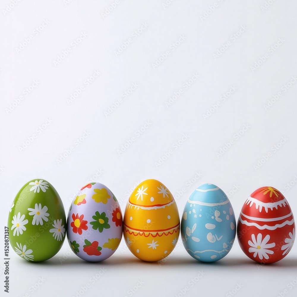 Fototapeta premium colorful painted easter eggs on white background