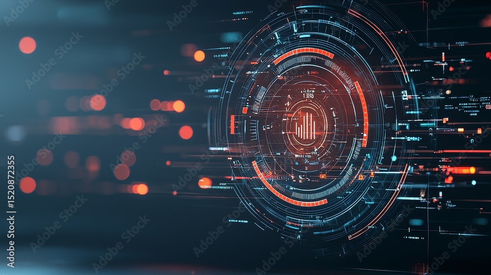 Obraz premium Dynamic digital interface futuristic setting abstract visualization technology environment close-up perspective