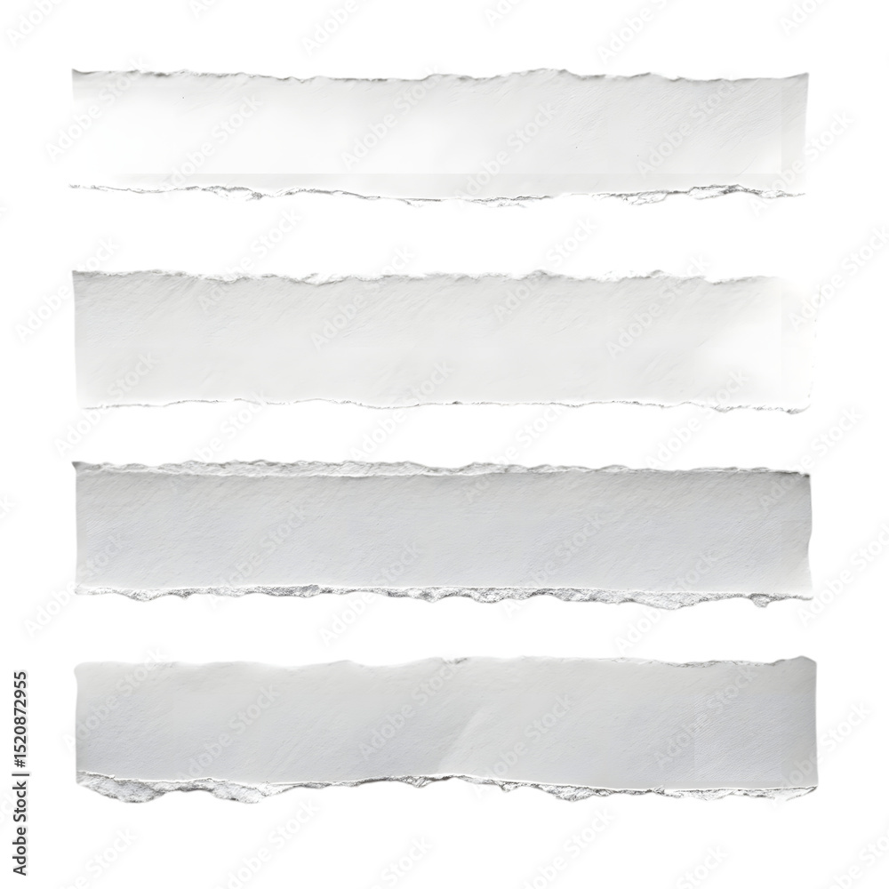 Fototapeta premium Torn Paper Strip Set Transparent Background