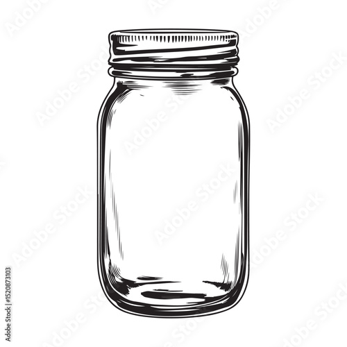 Black icon set of various jar designs suitable for culinary or storage purposes, A simple yet versatile silhouette of a classic mason jar, perfect for adding a rustic or homemade touch to your designs