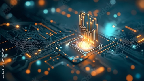 Innovative technology event showcasing advanced microchip design digital realm digital art futuristic atmosphere close-up view