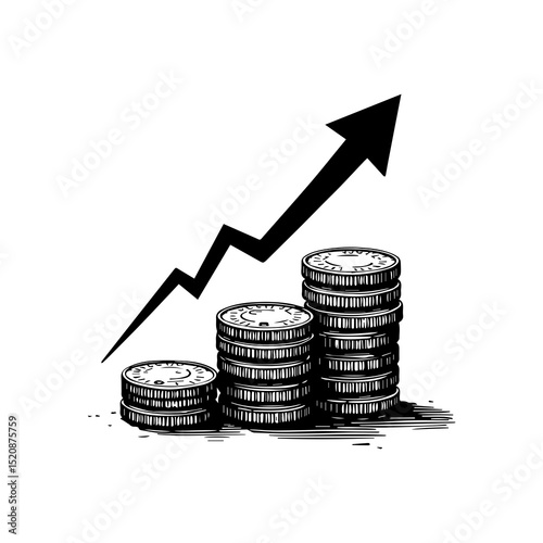 Financial Growth: A stylized image illustrating financial growth, featuring stacked coins and an upward-pointing arrow.