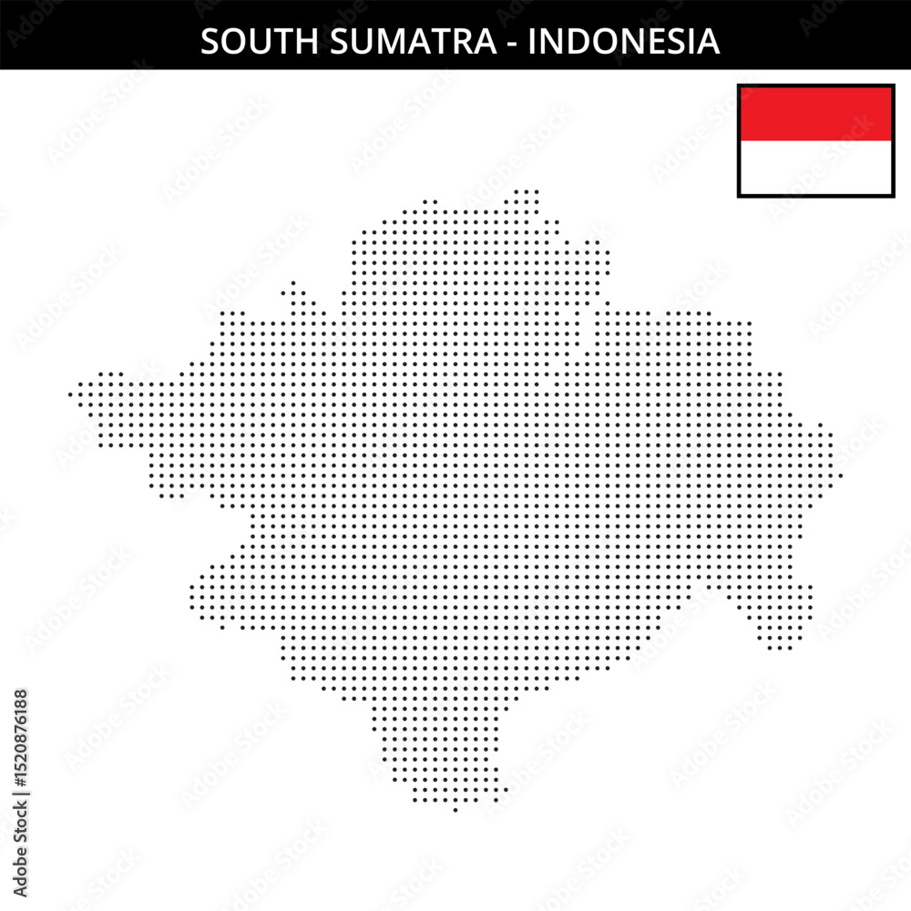 Fototapeta premium Small dots map of south-sumatra in Indonesia