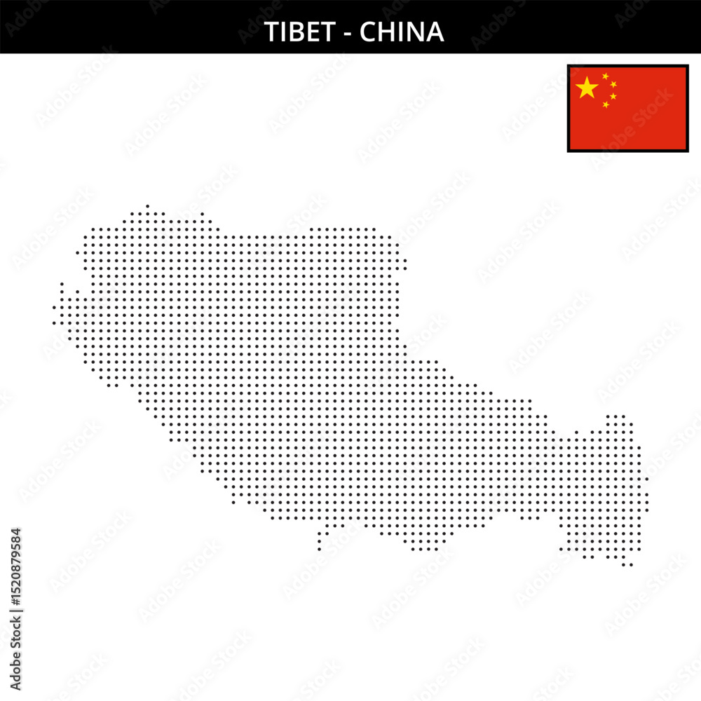Fototapeta premium Small dots map of tibet in China