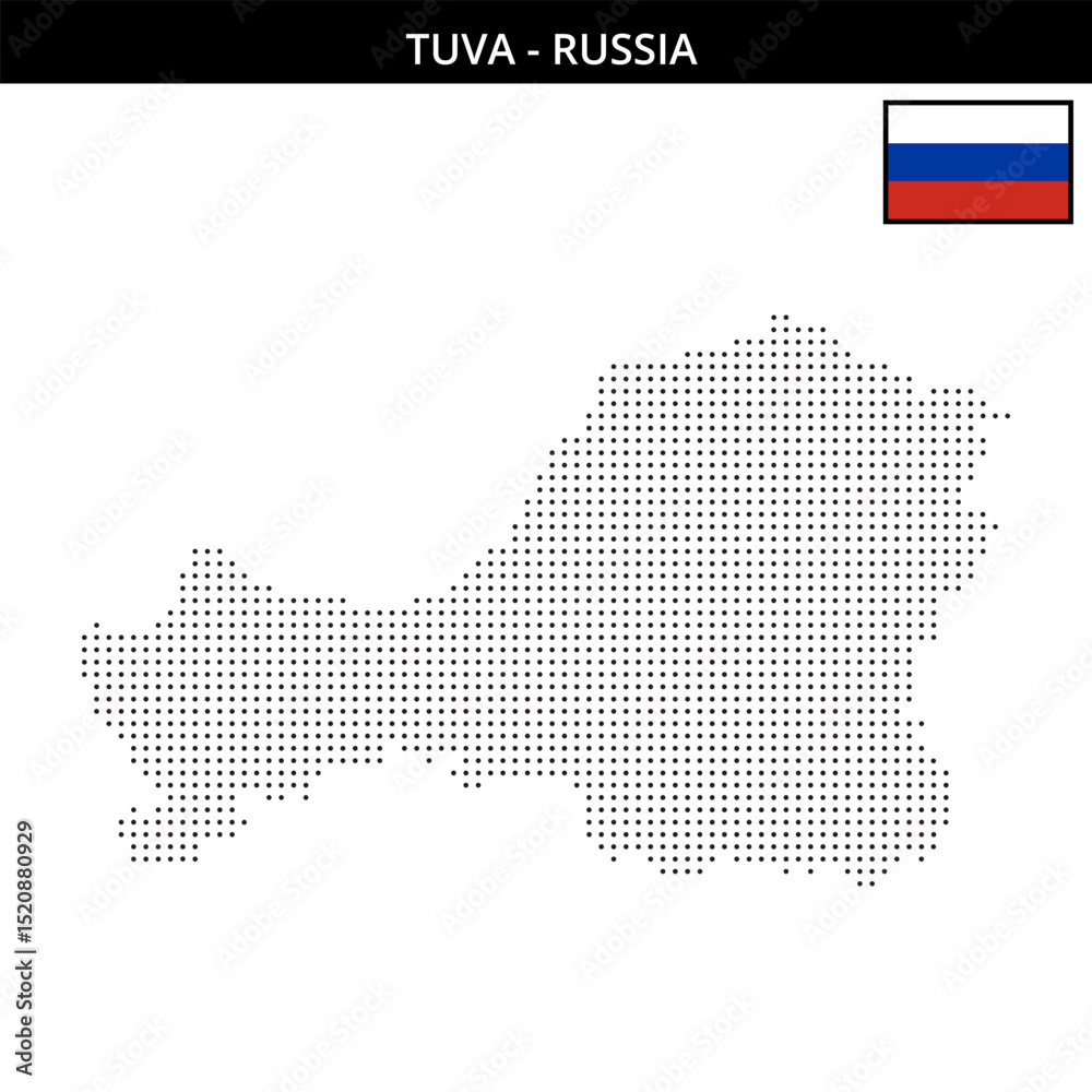 Fototapeta premium Small dots map of Tuva in Russia
