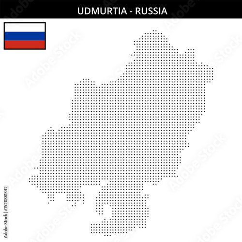 Small dots map of Udmurtia in Russia
