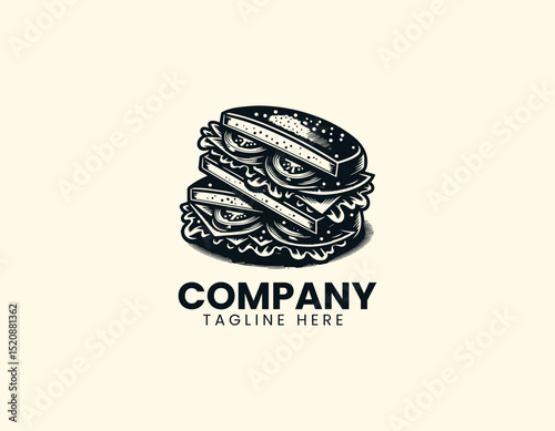 Delicious Sandwich Crispy Lettuce Ripe Tomato Cheese Filling Vector Logo Design