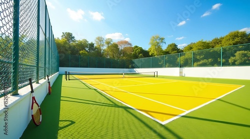 Tennis court with net