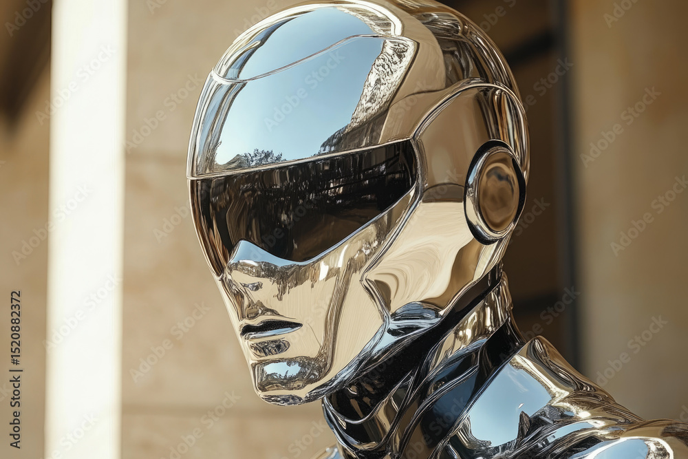 Fototapeta premium Iridescent Metallic Man Sculpted by Unreal Engine