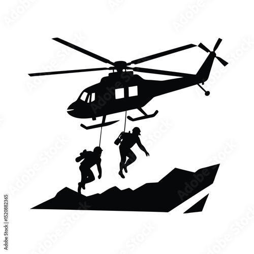 Helicopter Rescue Vector Silhouette