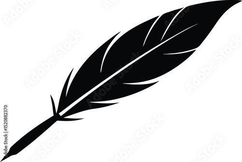 feather and ink silhouette vector