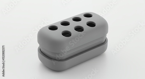Gray rectangular container with holes