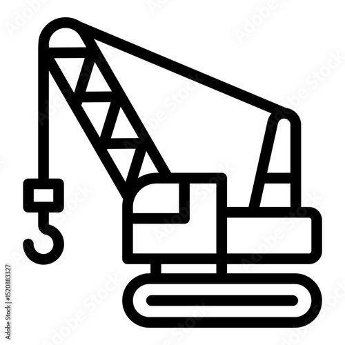 Crawler crane icon. Vector line icon