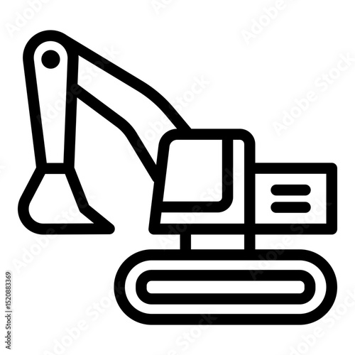 Excavator icon. Vector line icon