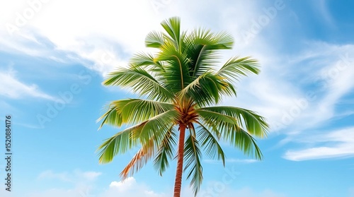 Palm tree on blue sky
