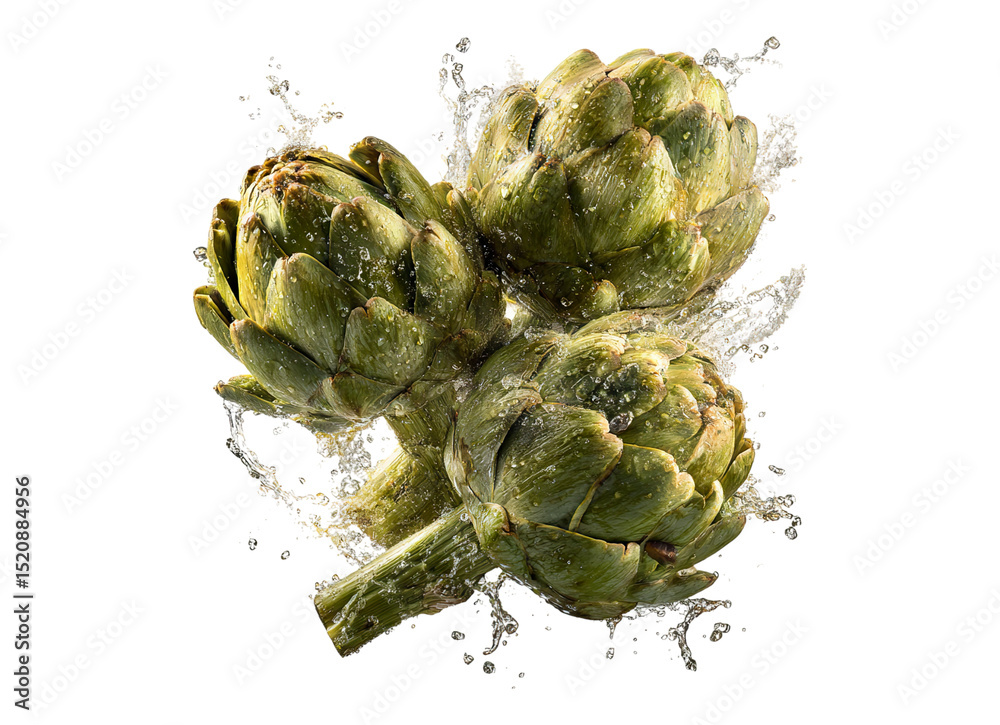 Obraz premium Falling Cooked Artichokes