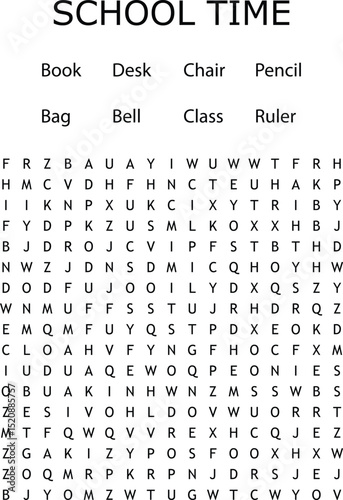 School time word search puzzle featuring common school related vocabulary