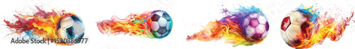 Soccer Balls on Fire, Vector Illustration