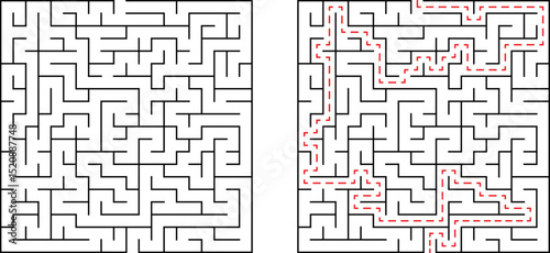 Complex maze design with path highlighted indicating a successful problem solving approach