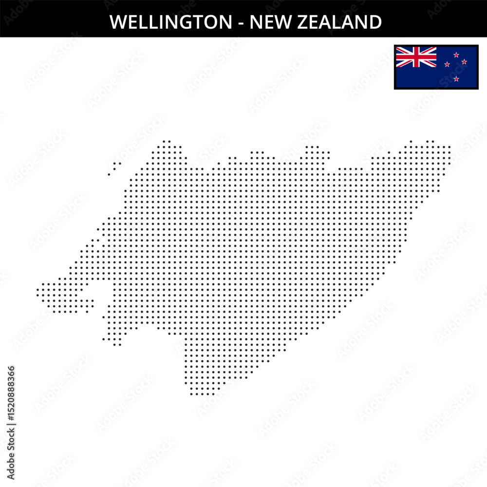 Obraz premium Small dots map of wellington in New Zealand