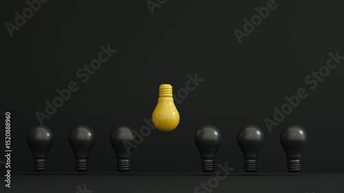 A solitary glass light bulb, glowing bright against a dark background, sparks the concept of powerful ideas in a strategic game