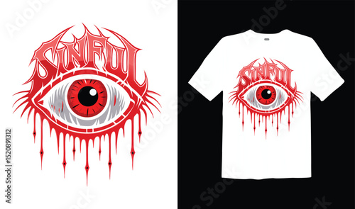 human eye in red t-shirts design