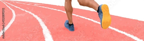 Athlete running on racetrack at stadium Close up of athlete legs