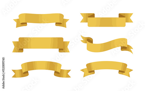 Elegant Golden Ribbons A Collection of Eight Versatile Designs for Digital Projects
