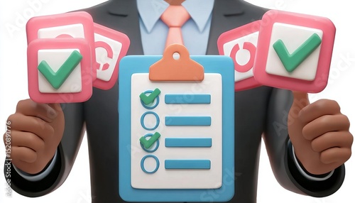 A professional holding a checklist with completed tasks.