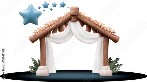 Nativity Silhouette of a stable in the desert with starry sky and bright comet