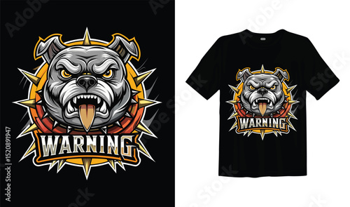 Bulldog Head t-shirts Cartoon Vector Illustration