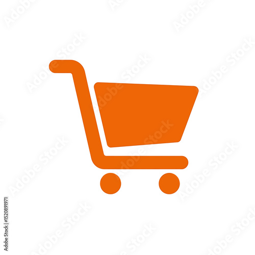 Vibrant Orange Shopping Cart Icon Simple, Clean Design for E-commerce