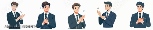 Half-body vector of a young businessman giving applause as a sign of appreciation