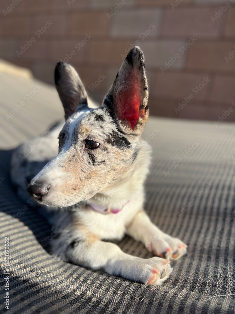 Naklejka premium Dog on a hammock