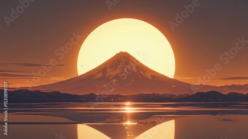 Mt. Fuji Silhouette with Sunrise Glow/富士山のシルエットと日の出の輝き1